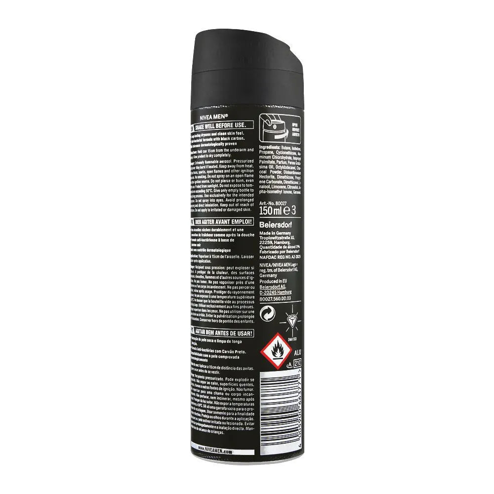 Nivea Men 48H Deep Dry & Clean Feel Anti-Perspirant Deodorant Body Spray - 150ml