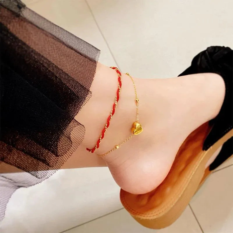 Stainless Steel Heart Bracelet plus Anklate
