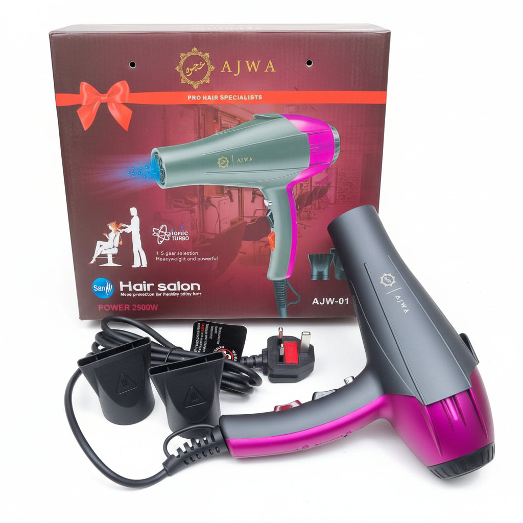 Ajwa Professional Hair Specialists Ionic Turbo Hair Dryer - Model AJW-01.