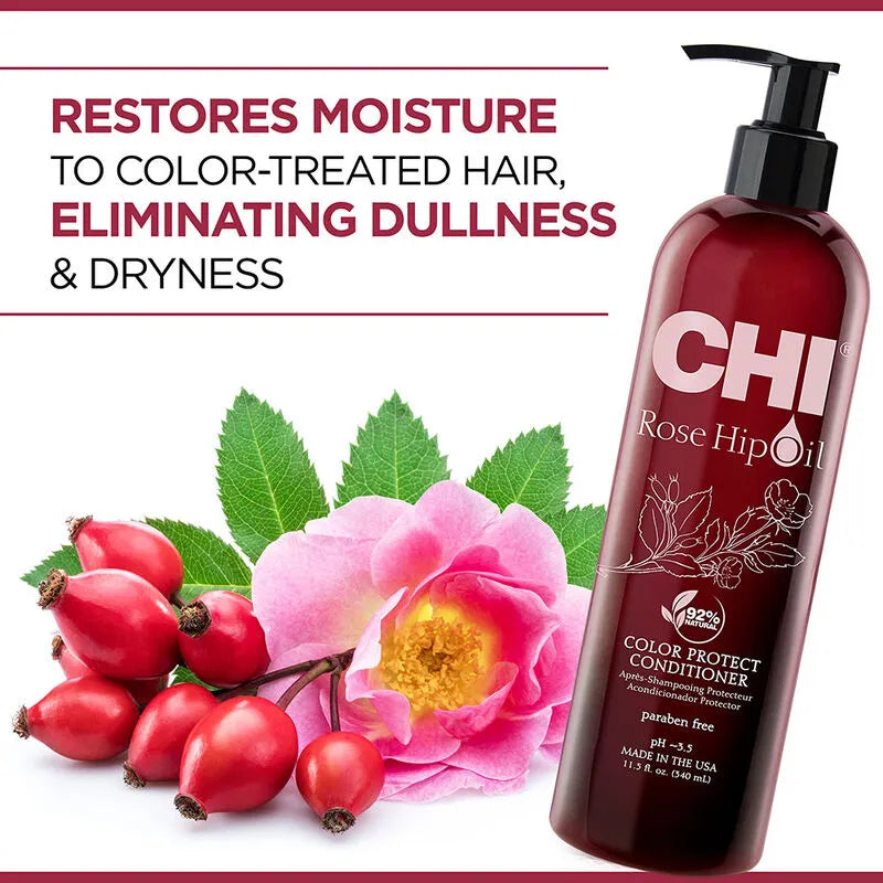 CHI Rosehip Oil Protecting Conditioner, Sulfate & Paraben Free, For Color-Treated Hair - 340ml
