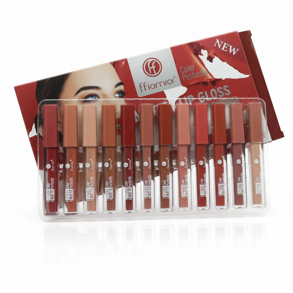 Fflomror Color Perfect Matte Lip Gloss Pack of 12