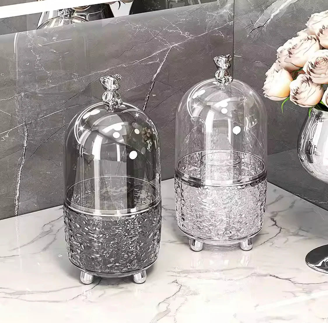 Luxury Silver Makeup Brush Storage Box With Cover