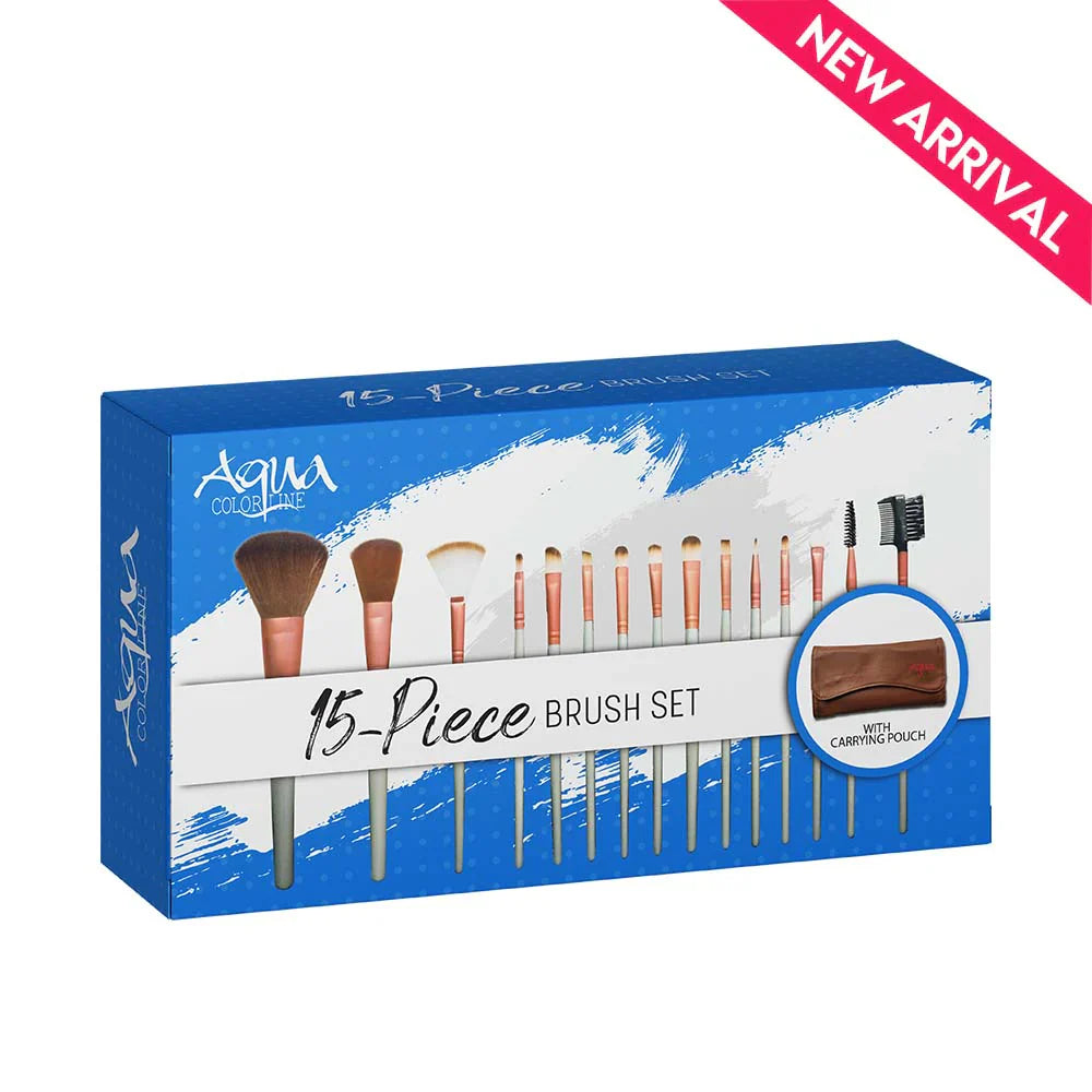 Aqua color line 15 pieces Brush Set.