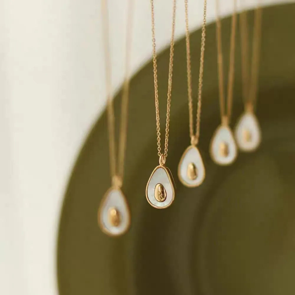 Avocado Pendant Gold Toned Necklace