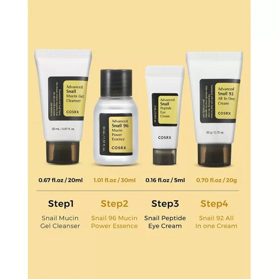 COSRX - All About Snail Trial Kit - 4 Pcs Set - Made in Korea
