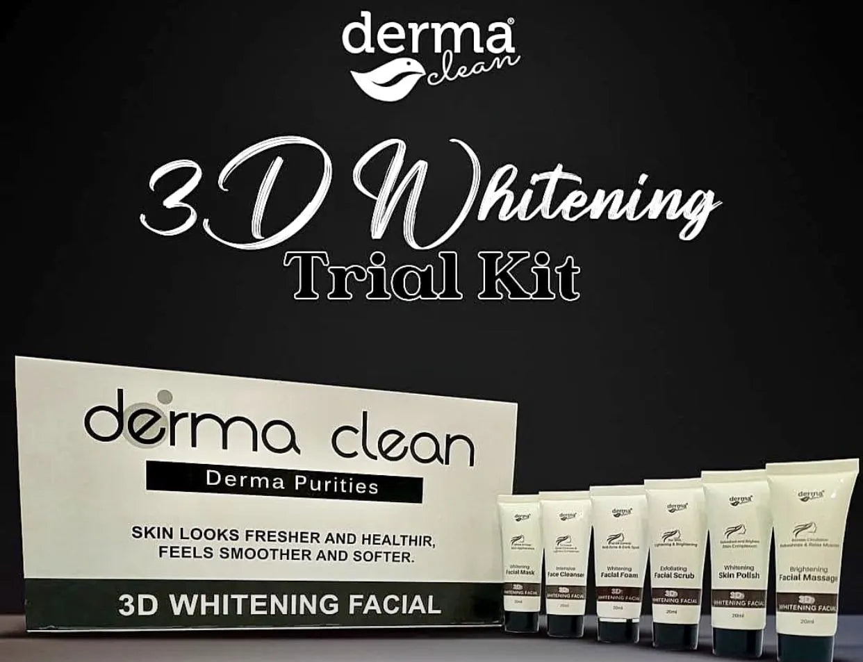 Derma Clean 3D whitening facial trial kit - 20ml