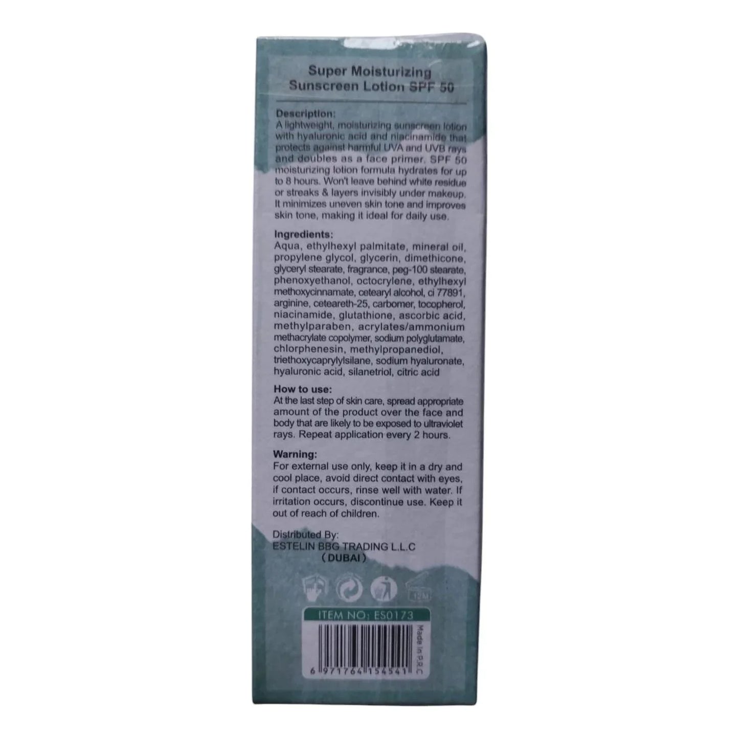 Estelin Super Moisturizing Sunscreen Lotion SPF50 - 75g