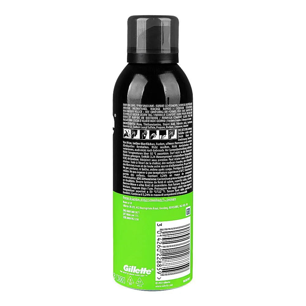 Gillette Lime Scent Shaving Foam, 200ml