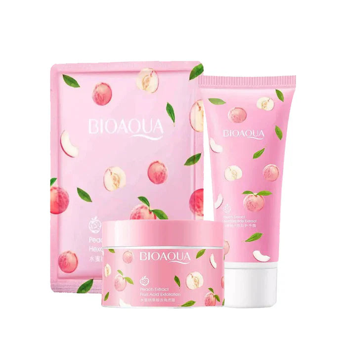 Pack Of 3 Bioaqua Peach Glowing Skin Care Set | Premium Skincare & Beauty Products in Pakistan