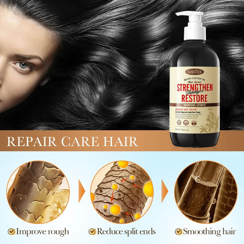 SADOER Black Castor Oil Strengthen Shampoo - 500ml