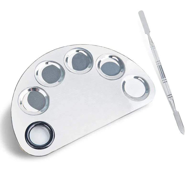 Pro Stainless Steel Cosmetic Makeup Palette with spatula