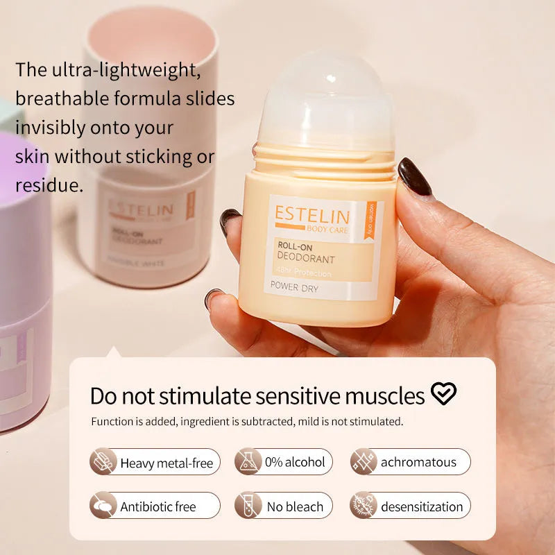 ESTELIN Deodorant Roll On – Power Dry – 48Hr Protection - 50ml