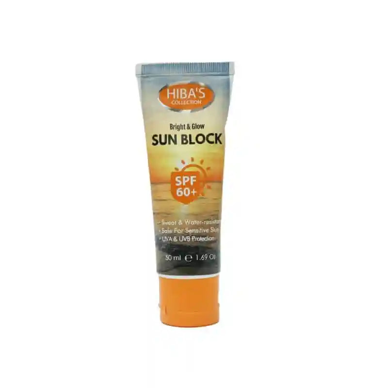 Hiba's Collection Bright & Glow Sun Block SPF 60+ | Premium Skincare & Beauty Products in Pakistan