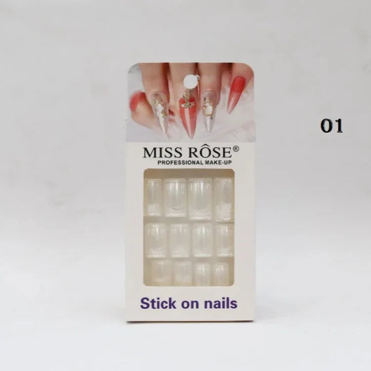 Miss Rose Stick on French Nails Pack