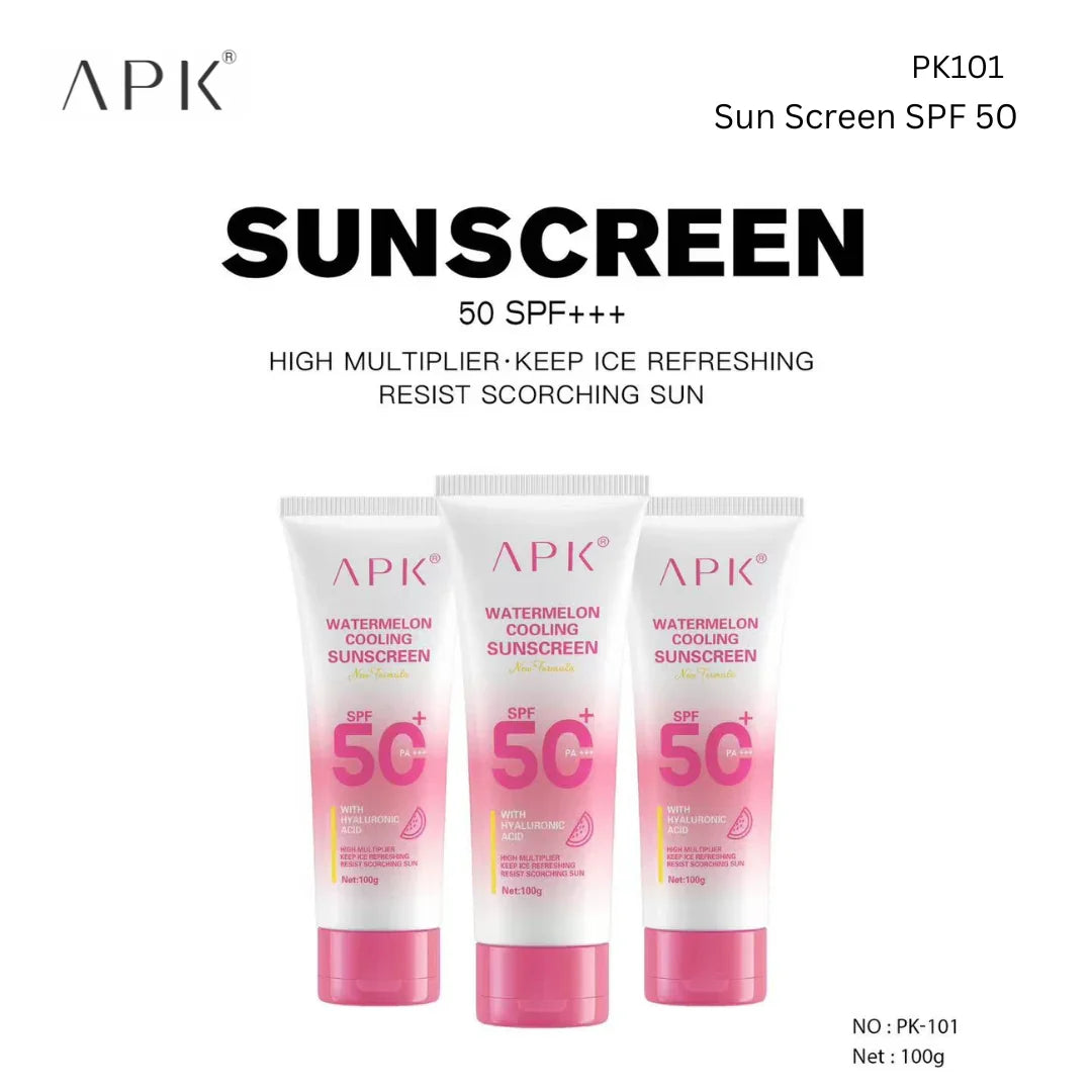 APK Watermelon Cooling Sunscreen SPF 50+ – Hydrating & UV Protection – 100g