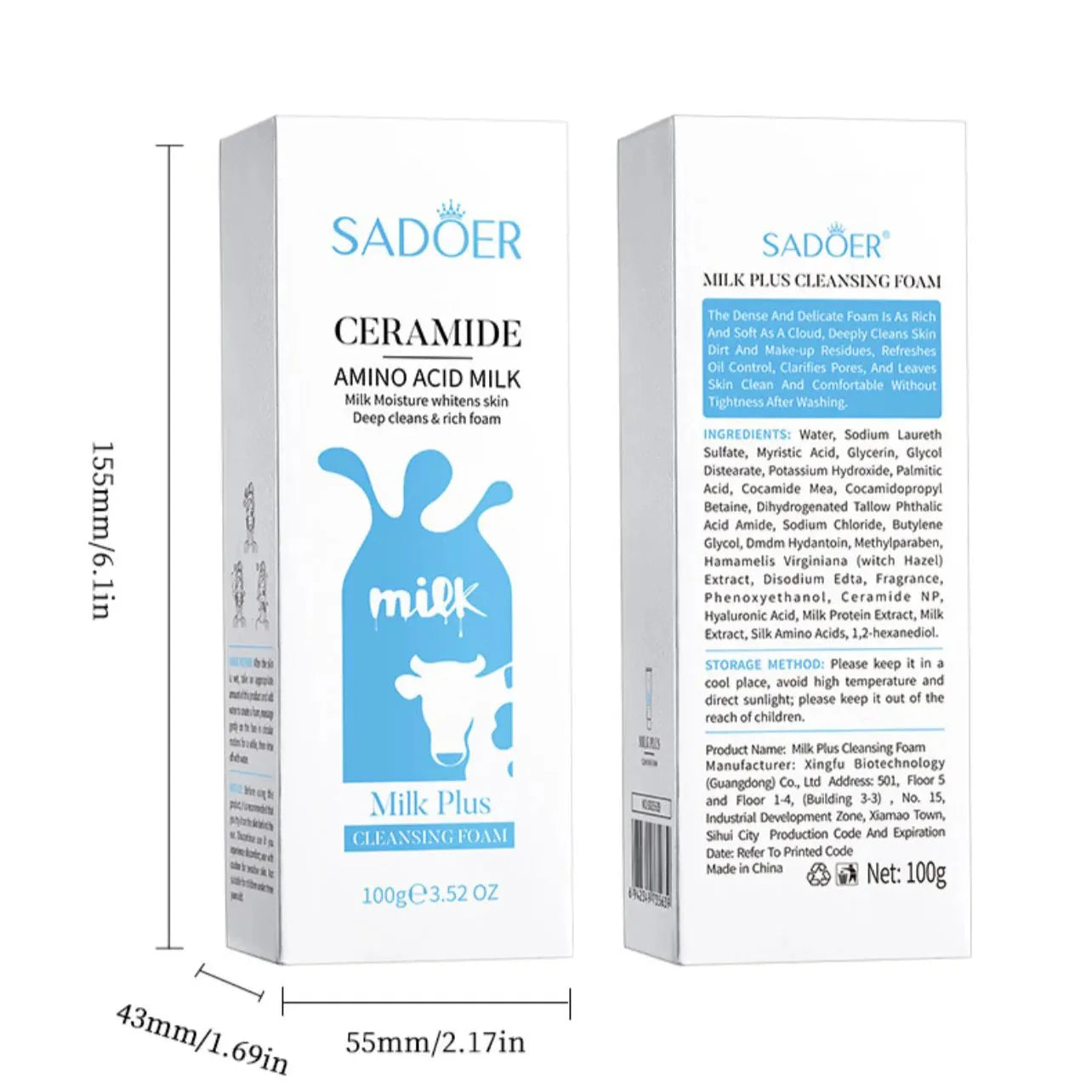 Sadoer Ceramide Milk Whitening Amino Acid Milk Plus Cleansing Foam – 100 g