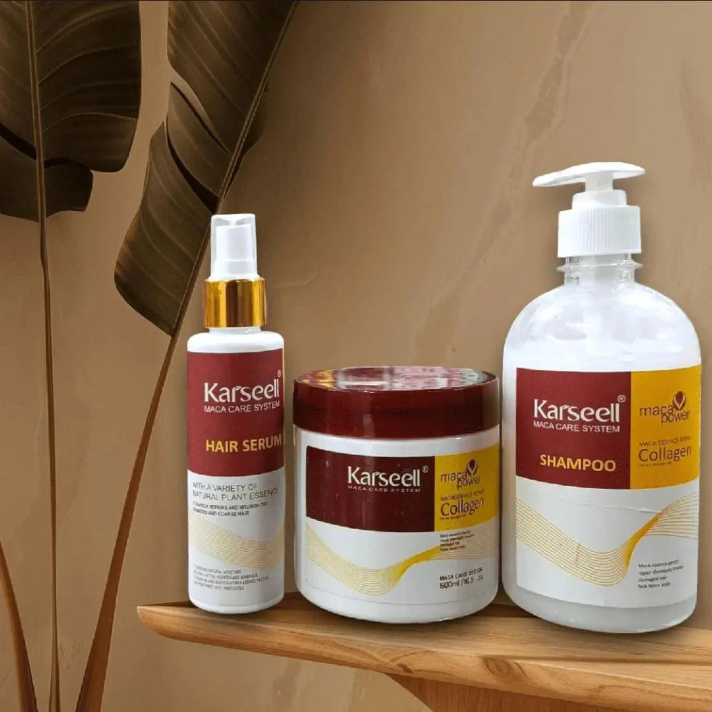 Karseel 3‑in‑1 Hair Treatment Set – 500 g Mask, 500 ml Shampoo, 100 ml Serum