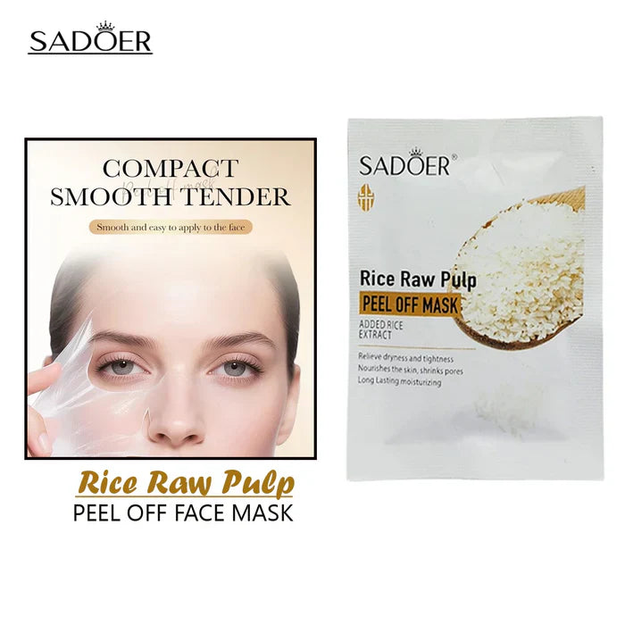 Sadoer Rice Raw Pulp Peel Off Face Mask – Pack of 10 | Deep Hydration & Brightenin