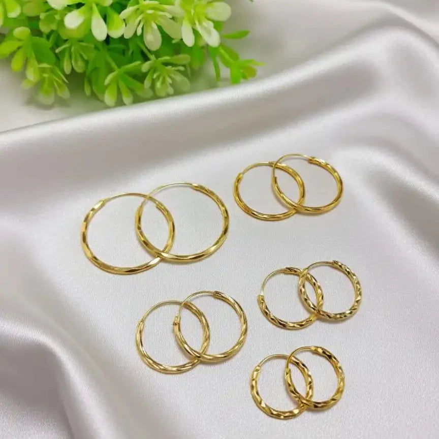 Gold-plated 5 pair hoops combo