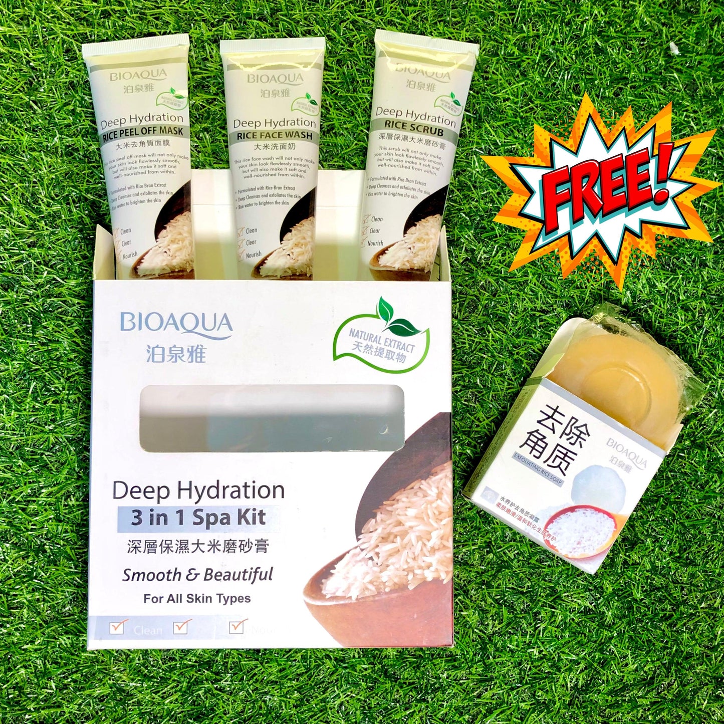 BIOAQUA Deep Hydration 3in1 Spa kit with Free Rice Soap | Premium Skincare & Beauty Products in Pakistan