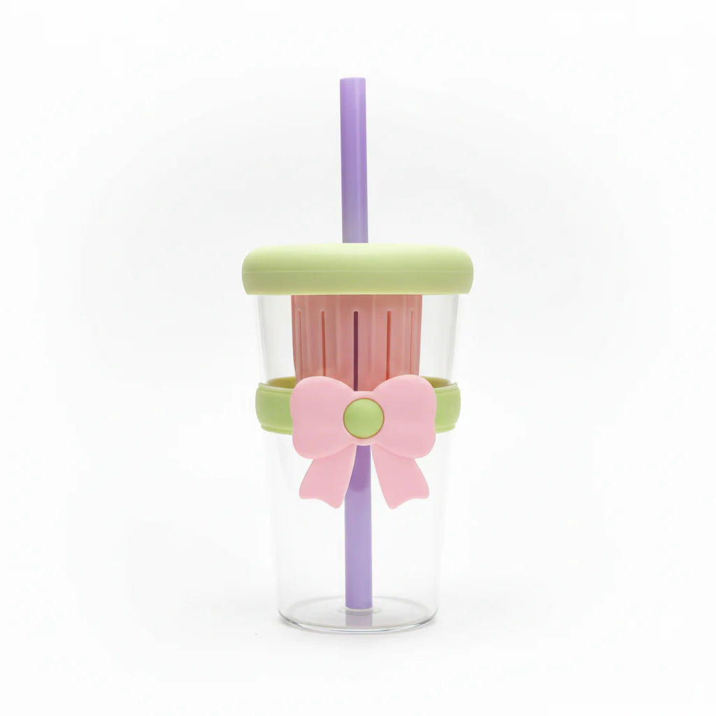 Glass Tumbler Cup with Lid and Straw
