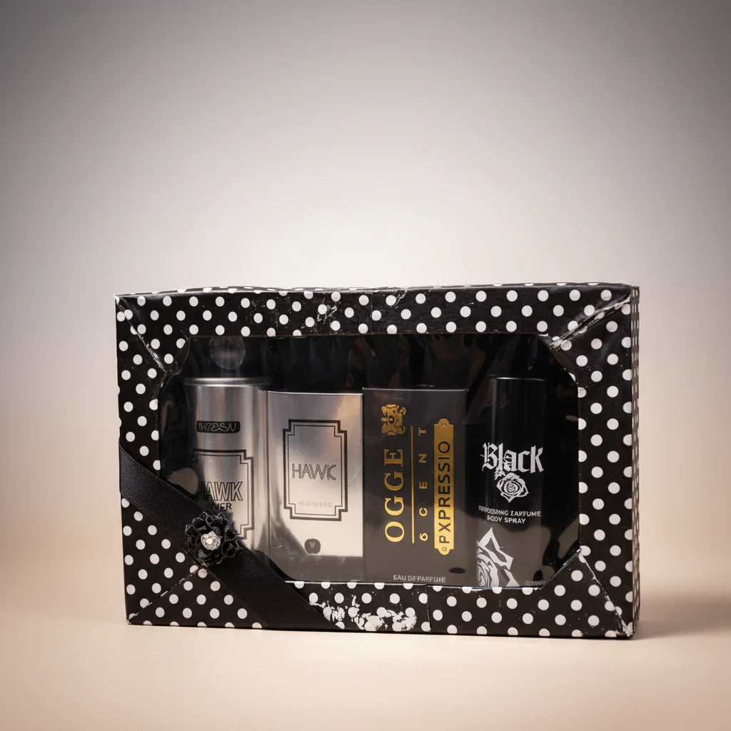 4Pcs Fragrance Gift Set For Men (2 Body Sprays + 2 Perfumes)