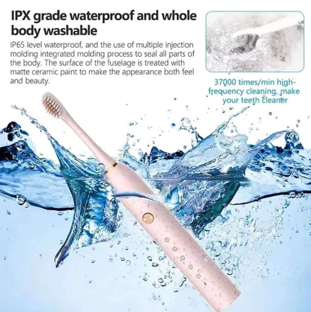 USB Rechargeable Ultrasonic Tooth Brush with 4 Brush Heads