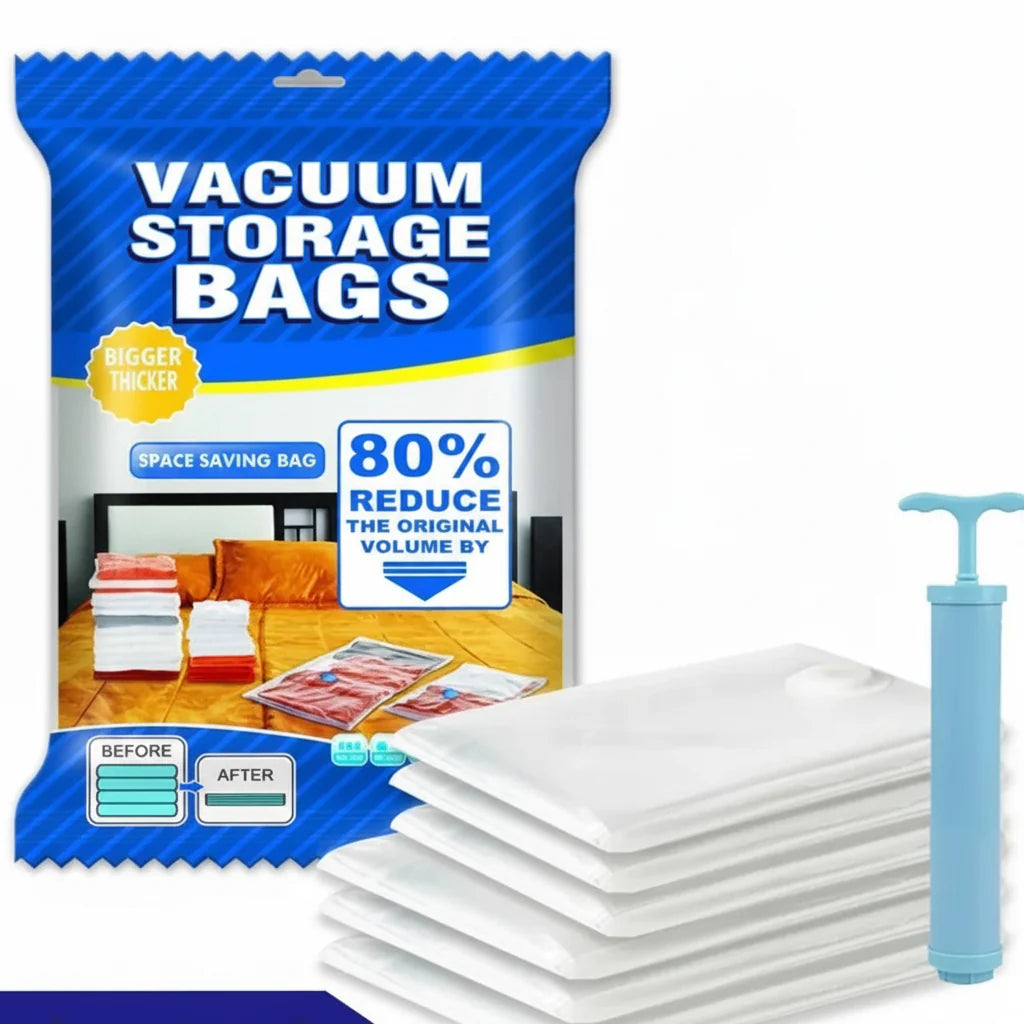 Vacuum Storage Bag Set – 5 Bags with 1 Suction Pump