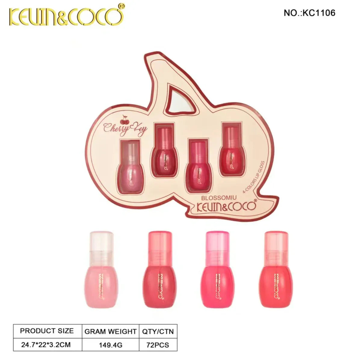 Kevin & Coco Cherry Key Lip Gloss - 4 Colors