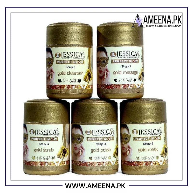 Jessica 24K Gold Facial Kit (Pack of 5) Salon Pack 250ml Each | Premium Skincare & Beauty Products in Pakistan