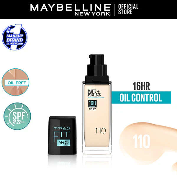Original Maybelline New Fit Me Matte + Poreless Liquid Foundation Spf 22 30ml