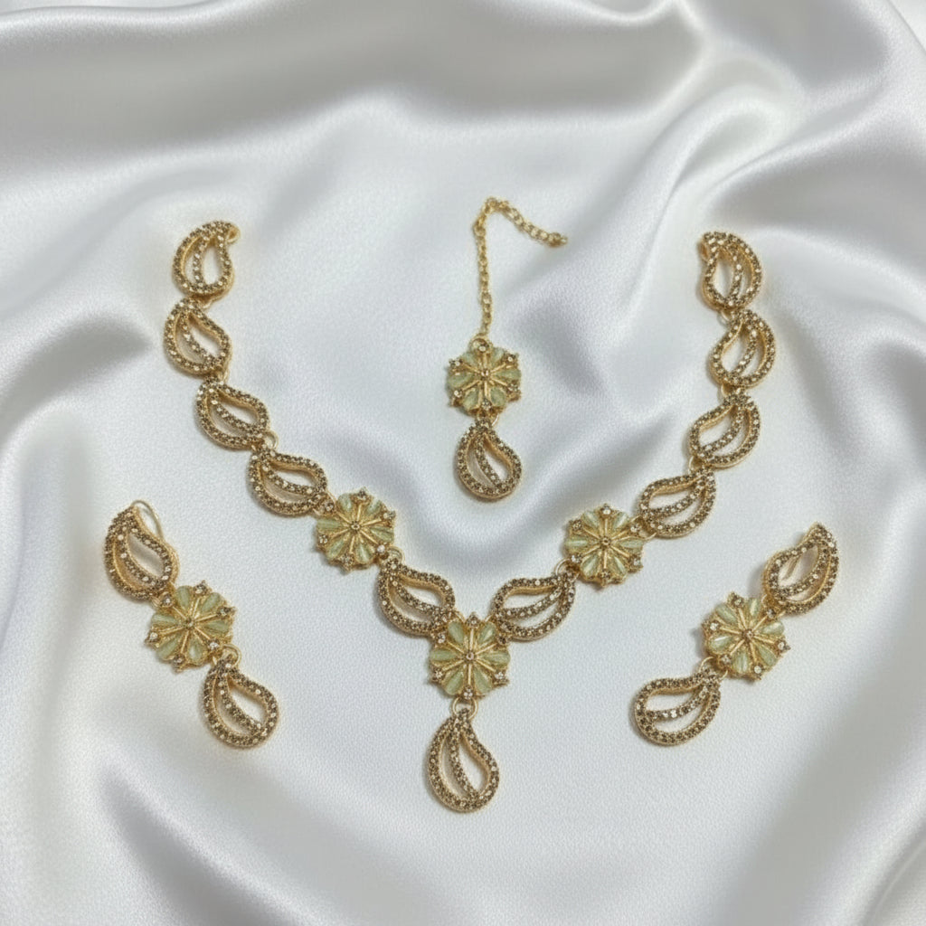 gold-plated party wear necklace set
