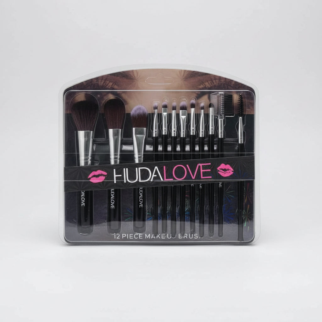 HudaLove 12‑Piece Cosmetic Brush Set – Premium Makeup Tools for Flawless Application