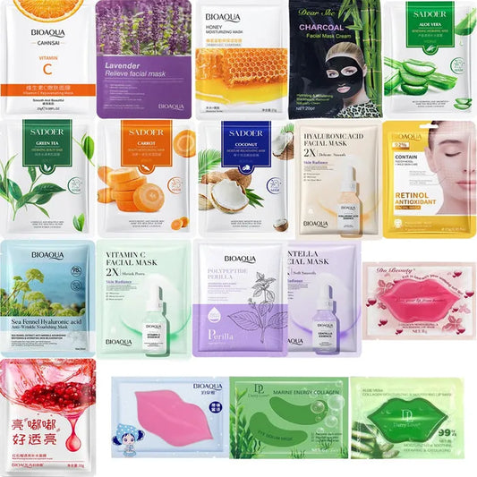 BIOAQUA Pack of 20 Moisturizing Facial Face Sheet Mask & Hydrating, Moisturizing, Skin Care Sheet Mask Lip Mask And Eye Mask | Premium Skincare & Beauty Products in Pakistan
