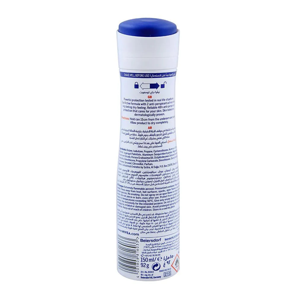 Nivea 48H Dry Comfort, Quick Dry, Deodorant Spray - 150ml