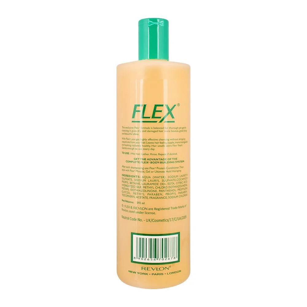 Revlon Flex Gentle Cleansing Protein Shampoo, Body Building, Dry/Damaged Hair, 592ml