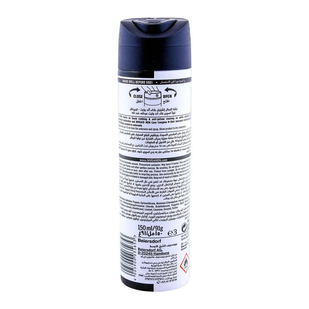Nivea Men 48H Invisible Original Deodorant Spray, For Black & White - 150ml