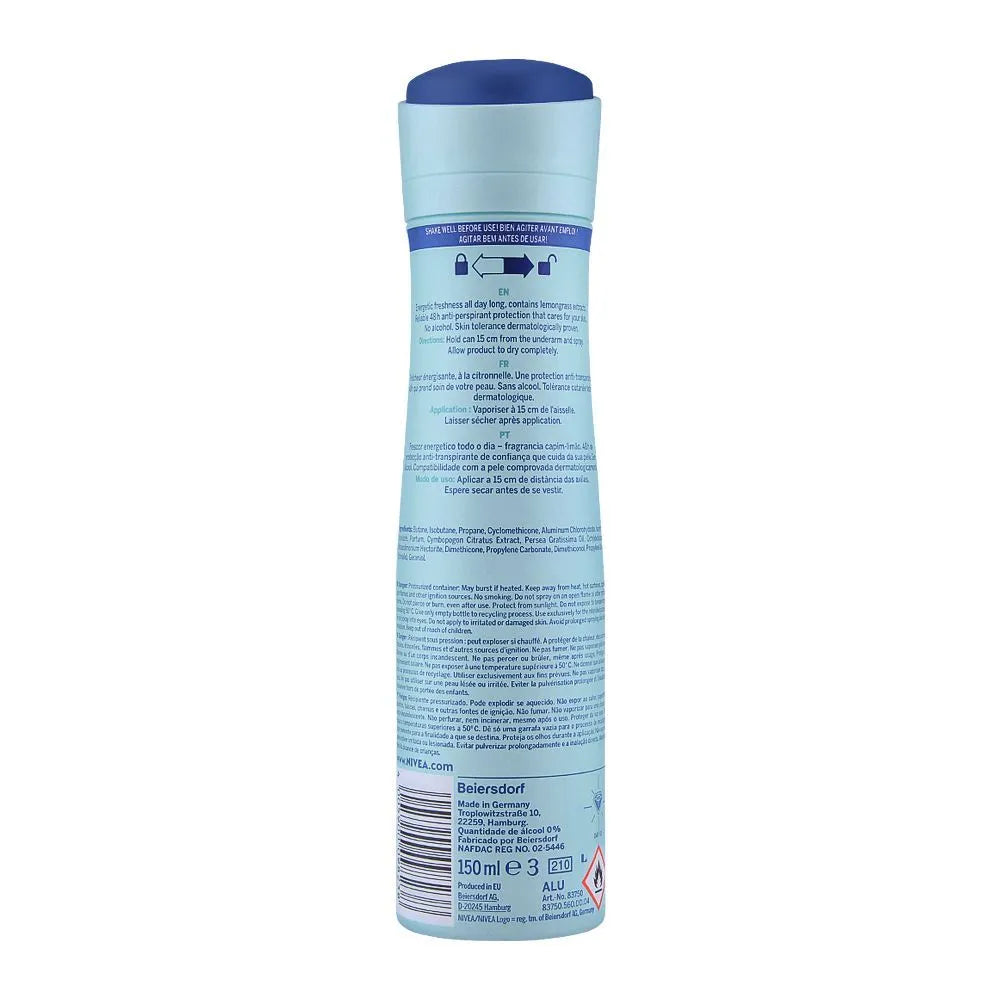 Nivea 48H Fresh Energy Quick Dry Anti-Perspirant Deodorant Body Spray, For Women - 150ml
