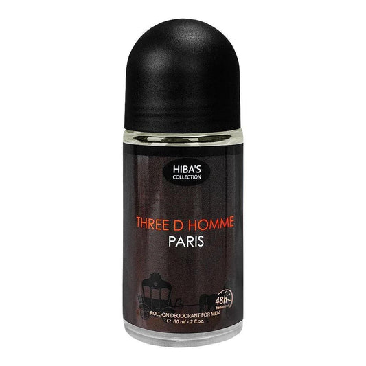 Hiba's Collection Three D Homme Paris Deodorant Roll On - 60ml
