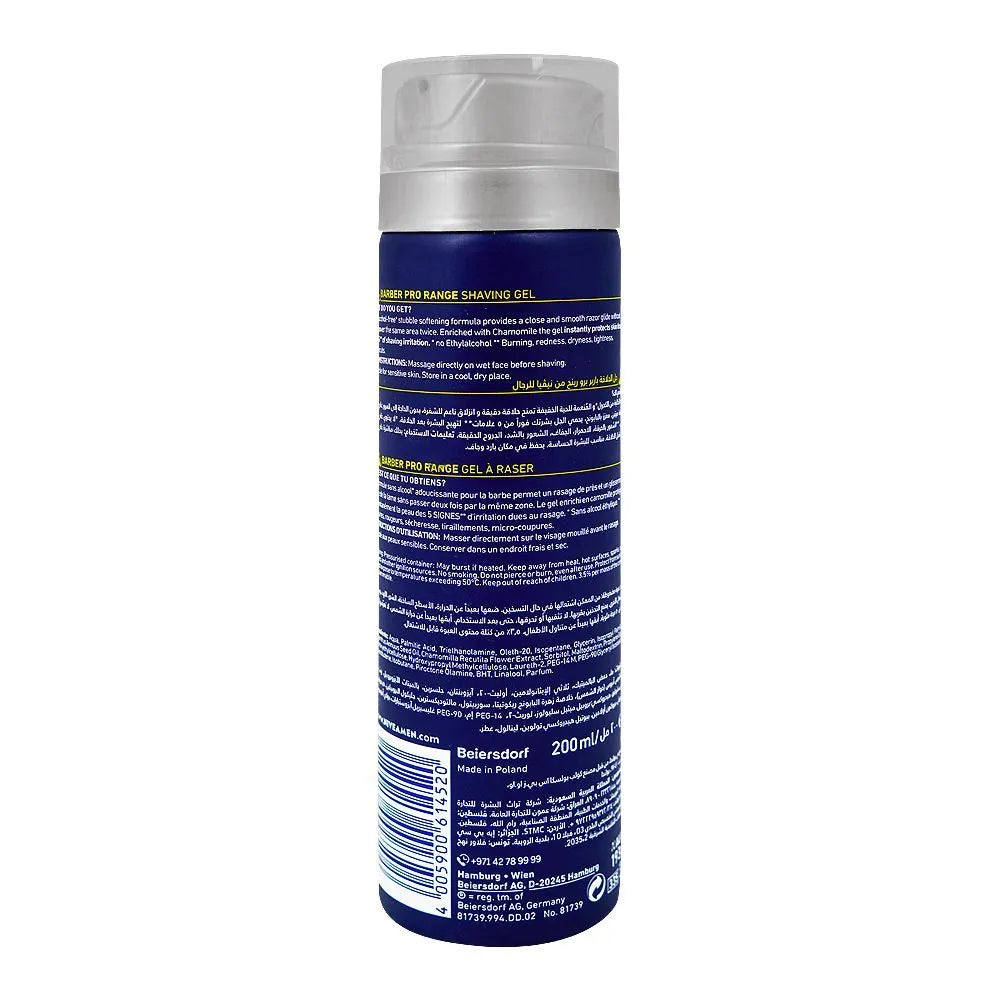 Nivea Men Barber Pro Range Shaving Gel, One Stroke Shave - 200ml