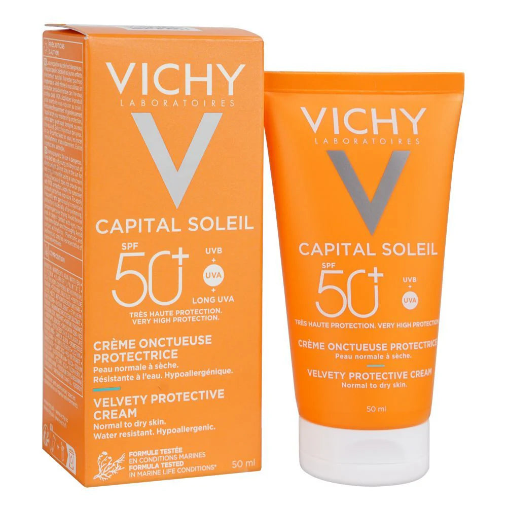 Vichy Capital Ideal Soleil SPF-50+ Velvety Face Sun Cream, For Sensitive Skin, 50ml