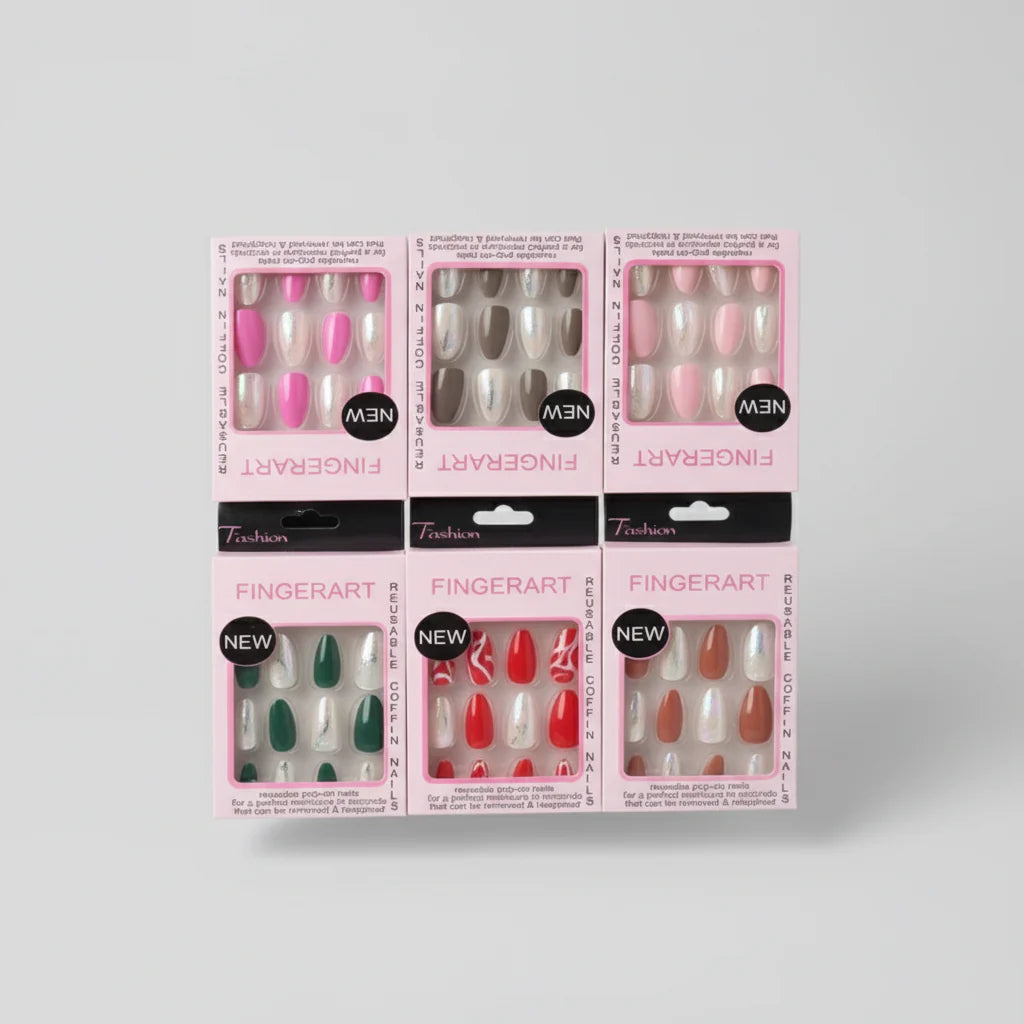 12 pcs Nails Finger Art oval nails Square Shape Artificial Nails With Nail Sticks