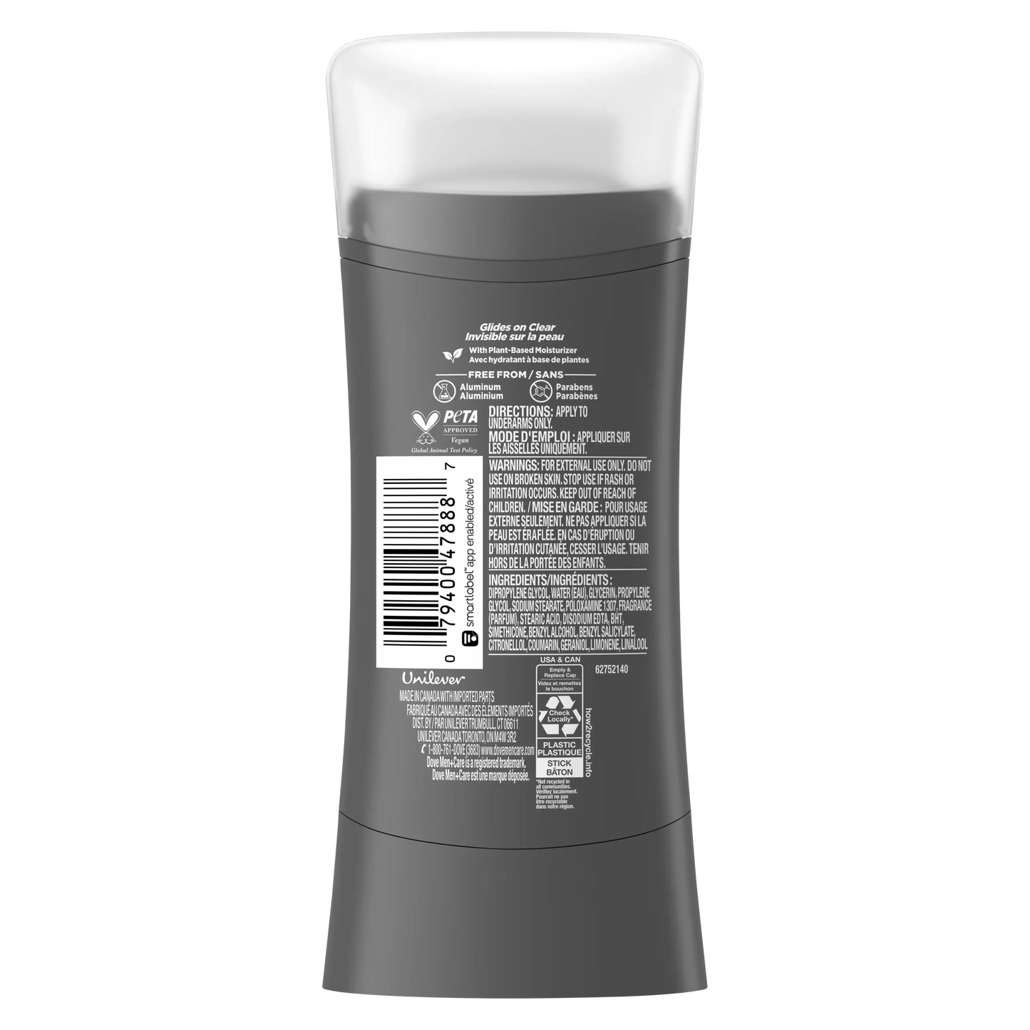 Dove Men+Care Eucalyptus + Birch 0% Aluminum 48h Deodorant Stick - 74g