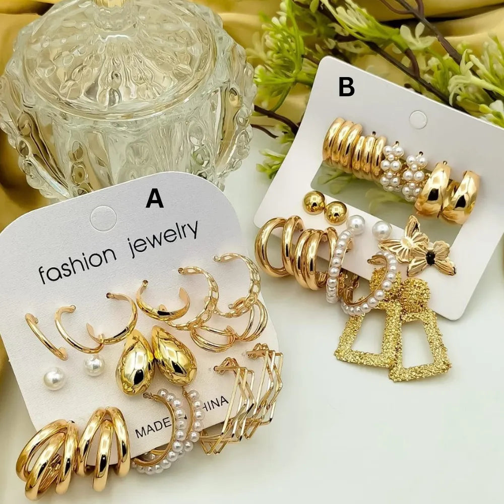 New Combo Pair Earrings Card - Set Of 9