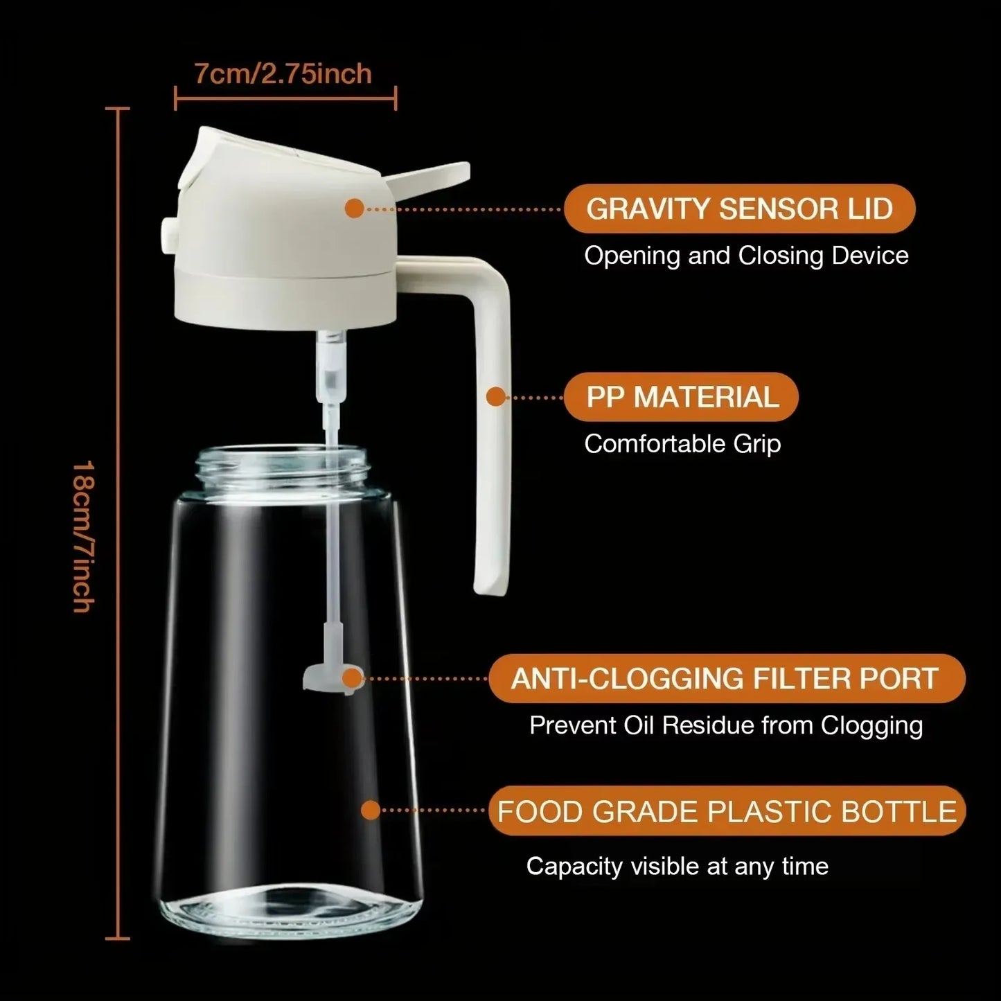 Kitchen Glass Oil Sprayer Bottle - 470ml
