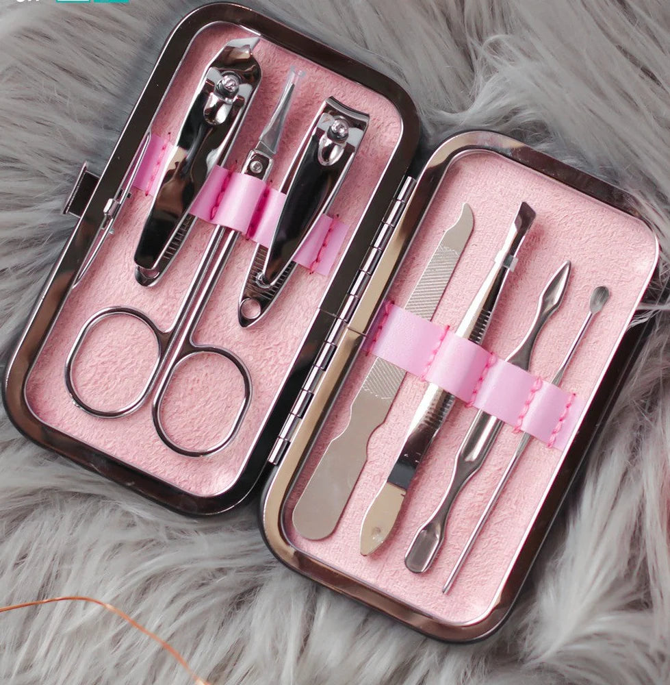 Luxury 7-in-1 Stainless Steel Manicure Pedicure Grooming Kit