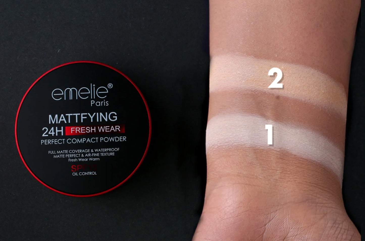 Emelie 2 In 1 Matte Maker 24 Face Compact Long-wear