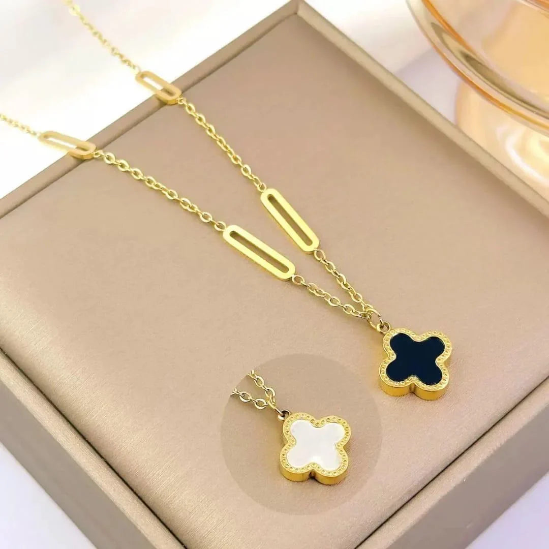 Stainless Steel Clover Double Side Chain Locket – Each