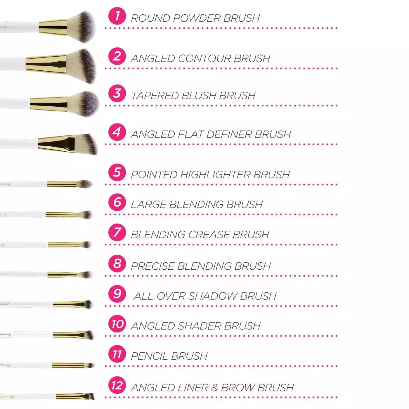 BH Cosmetics - Pink Studded Elegance - 12 Piece Brush Set
