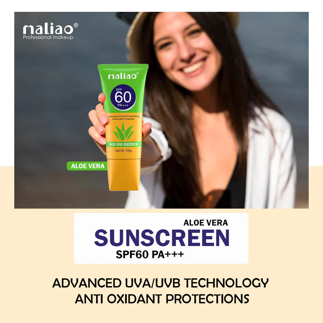 Maliao Aloe Vera Sunscreen SPF 60 PA+++ - Ultimate Sun Protection for Your Skin - 100g | Premium Skincare & Beauty Products in Pakistan